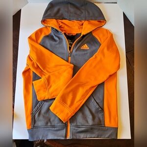 ADIDAS Climawarm Kids Youth Gray Orange Zip-up Hoodie Size L 14-16 Like New